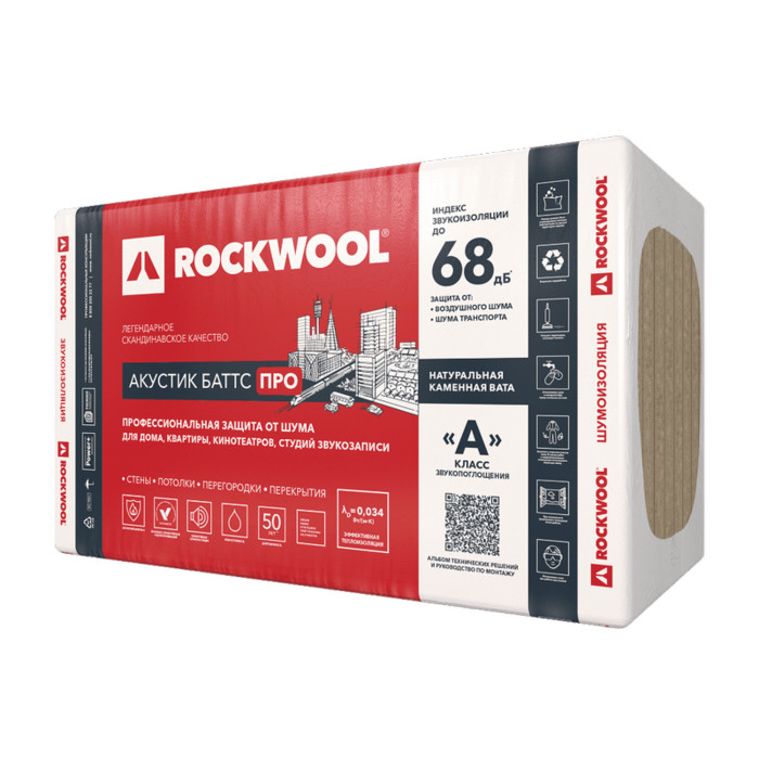 Звукоизоляция Роквул Акустик Баттс ПРО 90х600х1000
